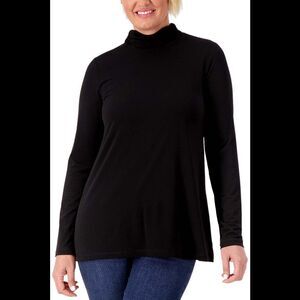 Susan Graver Modern Essentials Regular Liquid Knit A-Line Tunic Black - Regular